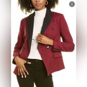 Walter Baker Women's Red Black Houndstooth Double Breasted Blazer Size Large J00